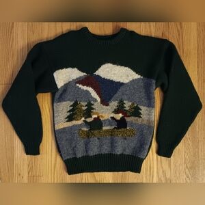 Rare Vintage Gap Wool Canoeing Mtn Scene Sweater